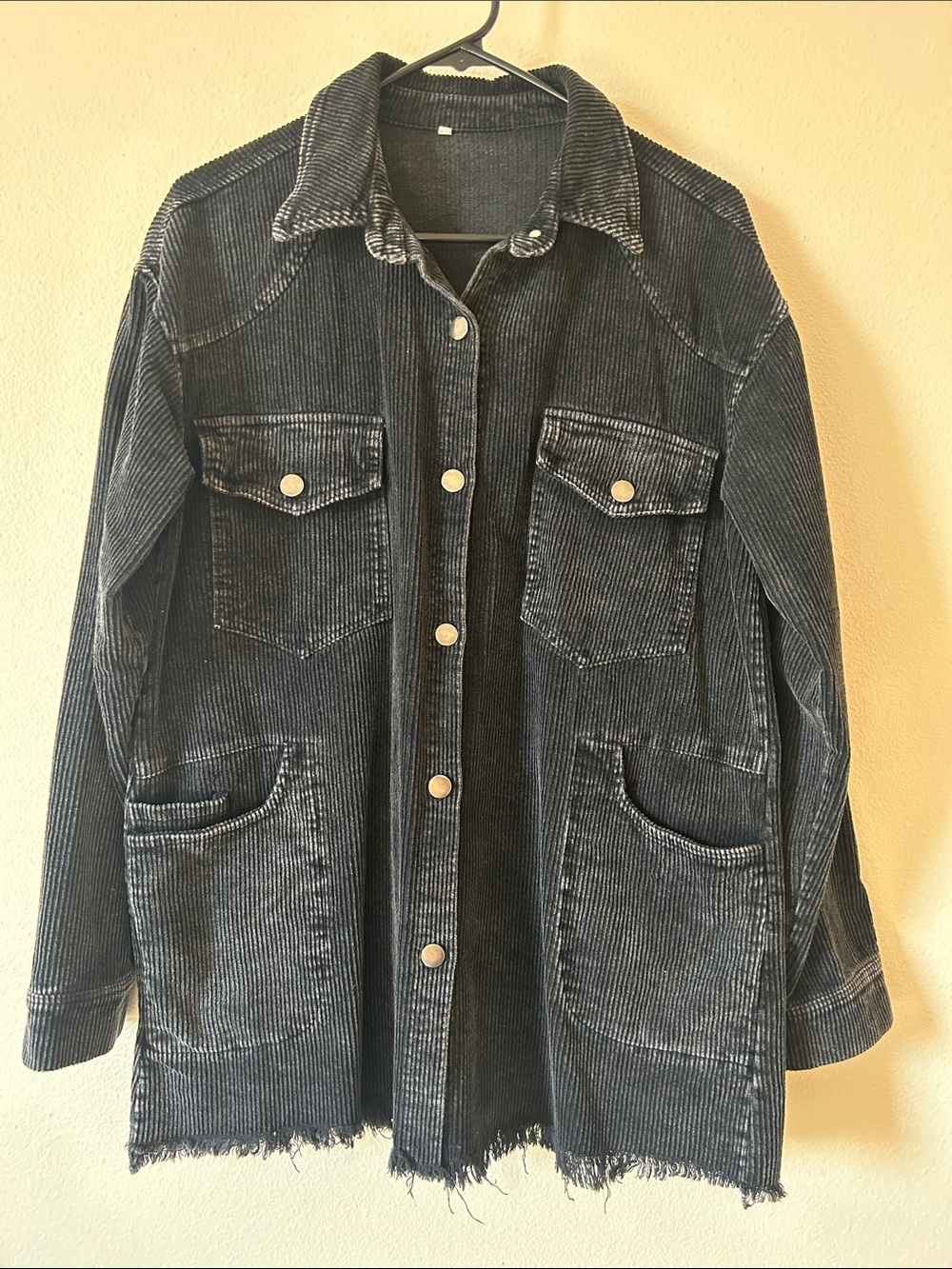 Women's Black Corduroy Button-Front Jacket